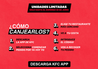 KFC Pollo gratis y productos desde solo 0,50€ nueva promoción