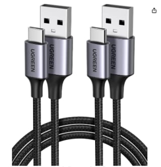 Lot de 2 câbles USB C Charge Rapide 3A en nylon à 8,99€