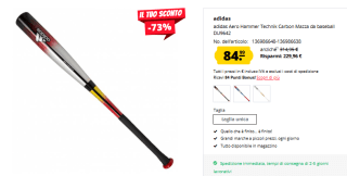 Batte de baseball en carbone adidas Aero Hammer Technik - taille unique à 84,99€