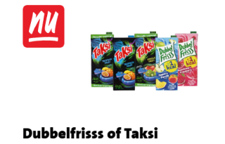 Dubbelfrisss of Taksi Alle pakken à 1,5 liter voor €1 bij de Jumbo