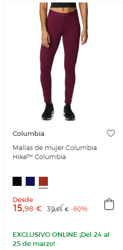 Hasta 60% dto en prendas Columbia