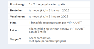 1 + 2 toegangskaarten gratis op een Speelpark naar keuze bij meespelen Vriendenloterij