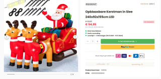 Monzana Opblaasbare Kerstman met Slee - LED Verlicht – Incl. Pomp voor €54,95 bij Deubaxxl