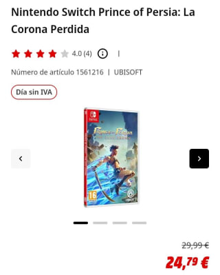 Prince of Persia The Lost Crown Nintendo Switch por 24,79€.
