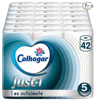 Pack 7 x 6 Unidades de Colhogar Just 1 - Papel Higiénico Ultra Absorbente y Ultra Suave - 5 Capas por 16.33€