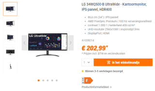 LG 34WQ500-B 34" UltraWide monitor voor €202,99 bij NBB