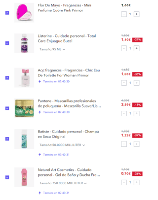 8 productos de belleza por tan solo 11,40€ (cuenta nueva por 5,70€)