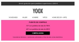 Descuento de 20% y 10% según importe de compra