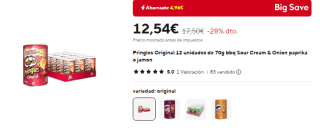 Pringles Original 12 unidades de 70g por 12,54€