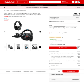 Logitech G G29 + Auriculares gaming ASTRO A10 PlayStation 5 y 4/PC por solo 211,65€