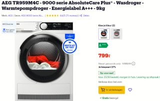 AEG TR959M4C - 9000 serie AbsoluteCare Plus - Warmtepompdroger - voor €799 bij bol.com