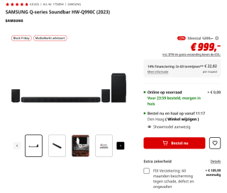 SAMSUNG Q-series Soundbar HW-Q990C (2023) voor 999 euro