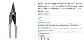 |KWB|Tijeras de hojalatero rectas 250 mm f. curvas anchas/corte recto corto por 4,69€