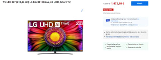 Televisor LED 86" - LG 86UR81006LA, UHD 4K, Inteligente α7 4K Gen6, Smart TV, DVB-T2 (H.265) por 1475.18€