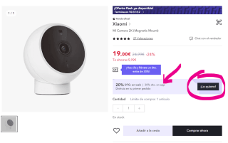 Xiaomi Mi Camera 2K (Magnetic Mount) por 13,30€ ó 19€