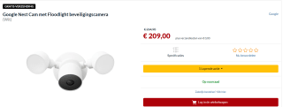 Google Nest Cam met spotlight - Buiten - Draadloos voor €209 bij Alternate