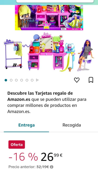 Barbie - Muñeca Barbie Extra y tocador fashion por 26,99€.