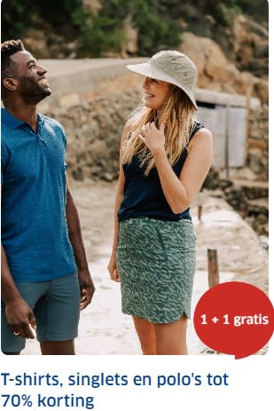 1+1 gratis op alle sale T-shirts, polo's en singlets bij ANWB
