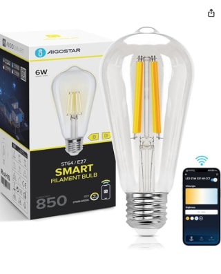Bombilla inteligente Aigostar E27 Edison 6W 850LM por 4,99€
