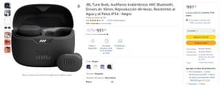 Audífonos JBL Tune Buds por $991 | Descuento Amazon