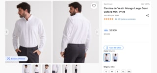 Camisa de Vestir Manga Larga Semi Oxford Mini Print por $6.990