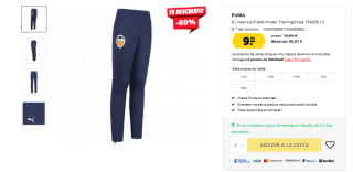 FC Valencia PUMA pantalón entrenamiento niños por 9,99€