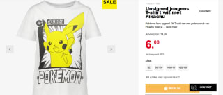 Unsigned jongens T-shirt wit met Pikachu voor €6 bij Scapino