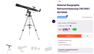 National Geographic Refractortelescoop | 90/900 | 9070000 voor €159,95 bij iBOOD