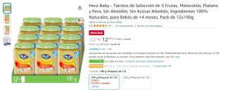 Pack de 12x190g Hero Baby -Tarritos de Selección de 3 Frutas por 12,59€