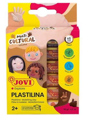 Caja 6 Barras de Plastilina Colores Multiculturales Jovi 15gr por 0,64€