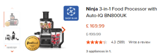 Get a Ninja 3-in-1 food processor with Auto-IQ sold at Ninja Kitchen as low as £119.99