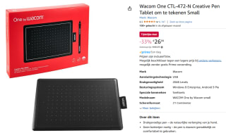 Wacom One Small 2017 Pentablet voor €26,99 bij Amazon