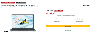 Medion AKOYA i7 E16423 MD62559 NL laptop voor €399 bij Alternate