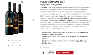 2 botellas de Condado de Haza Club Reserva 2020 + 2 botellas de Protos Club Crianza 2019 + 2 botellas de Viña Pomal Club Reserva 2019 por 50€