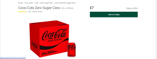Coca-Cola Zero Sugar Cans 24 x 330ml for only £7