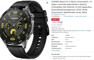 Huawei Watch GT 4 46mm Zwart (Zwarte Siliconenband) voor €179 bij Amazon
