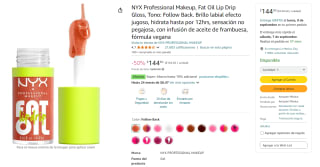 NYX Professional Makeup Fat Oil Lip Drip Gloss por $145 en Amazon