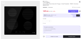 UniversalBlue Placa Inducción 4 Fuegos por 134,99€