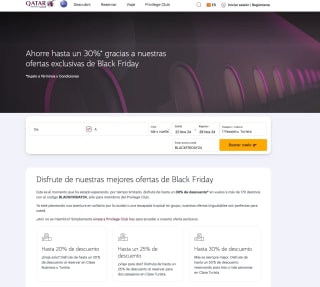 Black Friday Código 30% Descuento Viajes con Qatar Airways