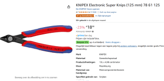 Knipex 7861125 Super-Knips Precisie Zijsnijtang - Elektronica - 125mm voor €18,99 bij Amazon