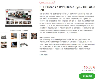 Lego Icons Queer Eye "De Fab 5 loft" (10291) voor €55,68
