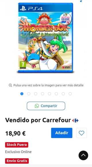 Wonder Boy Asha in Monster World PS4 por 18,90€.