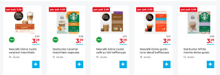 Nescafé of Starbucks koffiecapsules voor €3,29 bij Hoogvliet