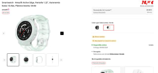 Smartwatch Amazfit Active Edge, Pantalla 1.32", Autonomía hasta 14 días por 74,37€