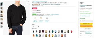 Sweater Cuello en V Amazon Essentials Talla M por $330