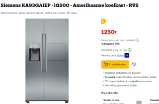 Siemens KA93GAIEP koelkast voor €1250 bij Bol.com