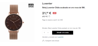 Reloj Luxenter Didia acabado en oro rosa de 18K por 21.9€