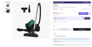 Aspirador de trineo de 800 W de potencia marca Conga Rockstar Multicyclonic Compact por 33,31€