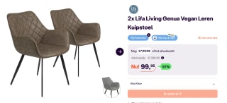 Lifa Living – Vegan Chair Genua – Set/2 – 2 kleuren – Eetkamerstoelen voor €99,59 bij Ibood