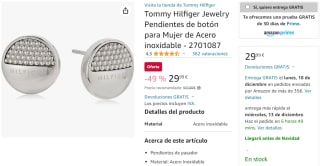 Tommy Hilfiger - pendientes de botón por 29,99€
